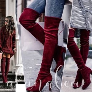 Size 6.5 Wine Vegan Suede Over-the-Knee Boots🥰